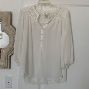 Sheer white long sleeve blouse